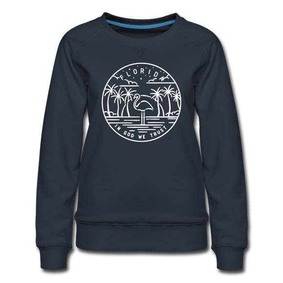 Florida Women's Sweatshirt - Retro Mountain Women's Florida Crewneck Sweatshirt - navy