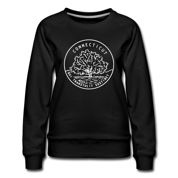 Connecticut Women's Sweatshirt - Retro Mountain Women's Connecticut Crewneck Sweatshirt - black