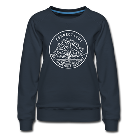 Connecticut Women's Sweatshirt - Retro Mountain Women's Connecticut Crewneck Sweatshirt - navy