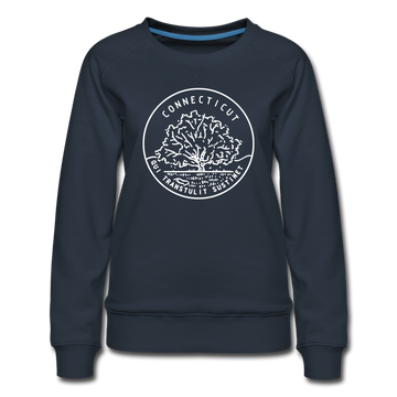 Connecticut Women's Sweatshirt - Retro Mountain Women's Connecticut Crewneck Sweatshirt - navy