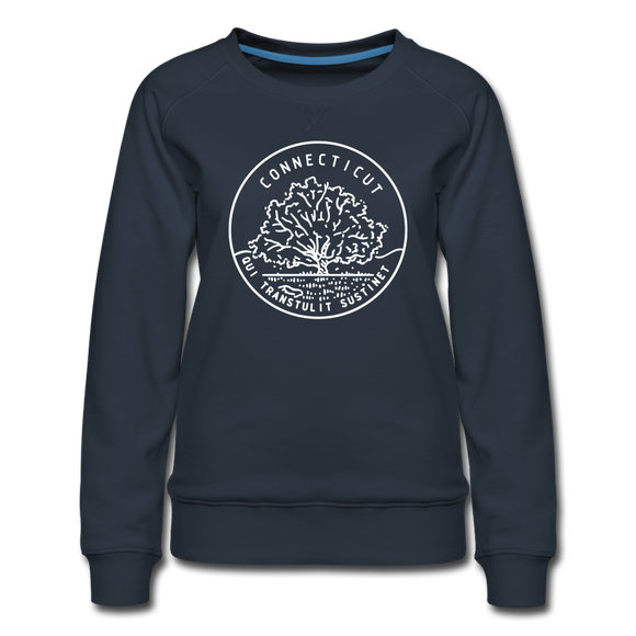 Connecticut Women's Sweatshirt - Retro Mountain Women's Connecticut Crewneck Sweatshirt - navy
