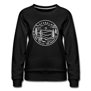 Georgia Women's Sweatshirt - Retro Mountain Women's Georgia Crewneck Sweatshirt - black