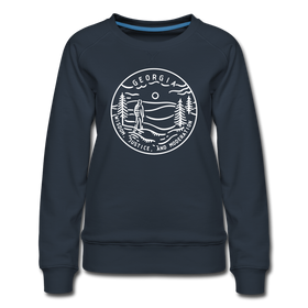 Georgia Women's Sweatshirt - Retro Mountain Women's Georgia Crewneck Sweatshirt - navy