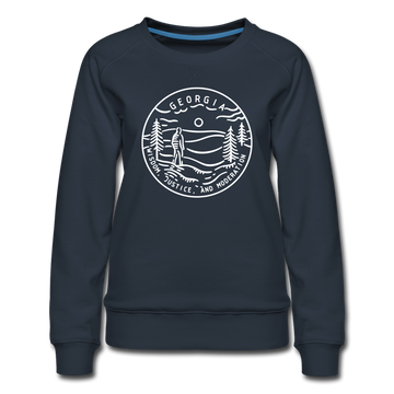 Georgia Women's Sweatshirt - Retro Mountain Women's Georgia Crewneck Sweatshirt - navy