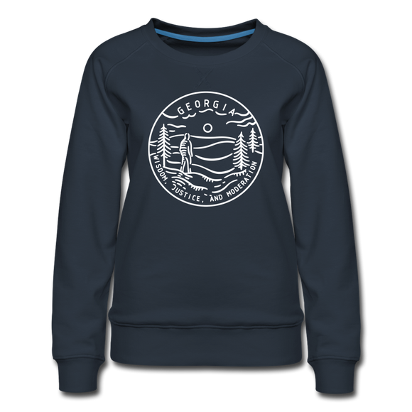 Georgia Women's Sweatshirt - Retro Mountain Women's Georgia Crewneck Sweatshirt - navy