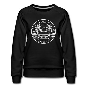 Hawaii Women's Sweatshirt - Retro Mountain Women's Hawaii Crewneck Sweatshirt - black