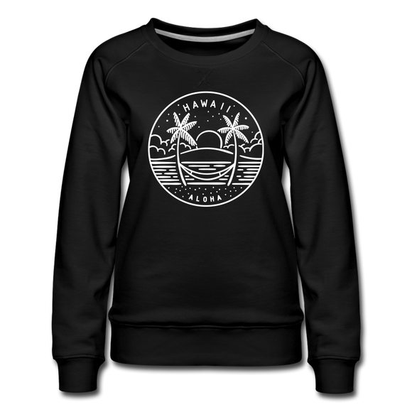 Hawaii Women's Sweatshirt - Retro Mountain Women's Hawaii Crewneck Sweatshirt - black