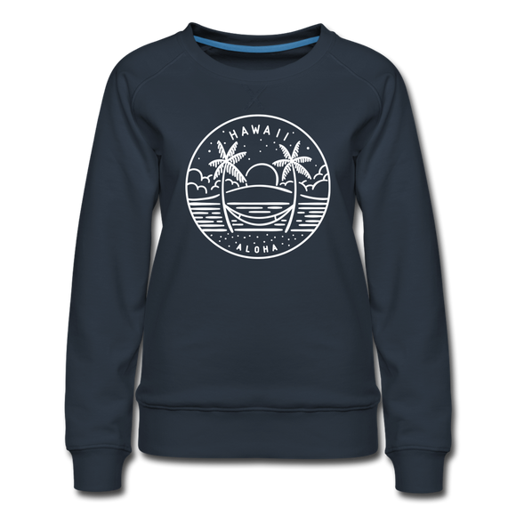 Hawaii Women's Sweatshirt - Retro Mountain Women's Hawaii Crewneck Sweatshirt - navy