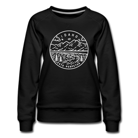 Idaho Women's Sweatshirt - Retro Mountain Women's Idaho Crewneck Sweatshirt - black