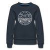 Idaho Women's Sweatshirt - Retro Mountain Women's Idaho Crewneck Sweatshirt - navy