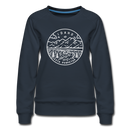 Idaho Women's Sweatshirt - Retro Mountain Women's Idaho Crewneck Sweatshirt - navy