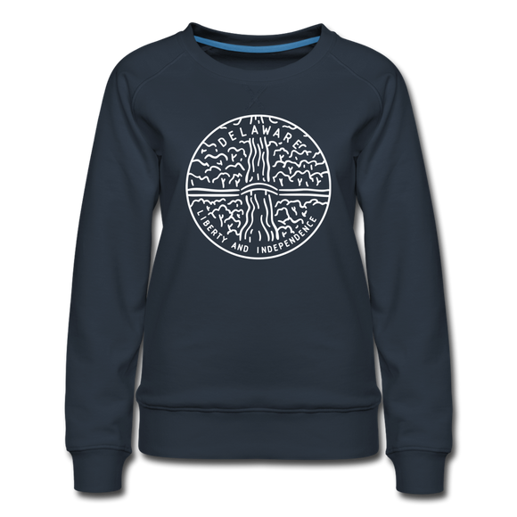 Delaware Women's Sweatshirt - Retro Mountain Women's Delaware Crewneck Sweatshirt - navy