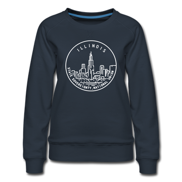 Illinois Women's Sweatshirt - Retro Mountain Women's Illinois Crewneck Sweatshirt - navy