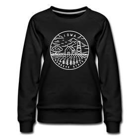 Iowa Women's Sweatshirt - Retro Mountain Women's Iowa Crewneck Sweatshirt - black
