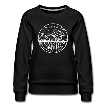 Iowa Women's Sweatshirt - Retro Mountain Women's Iowa Crewneck Sweatshirt - black
