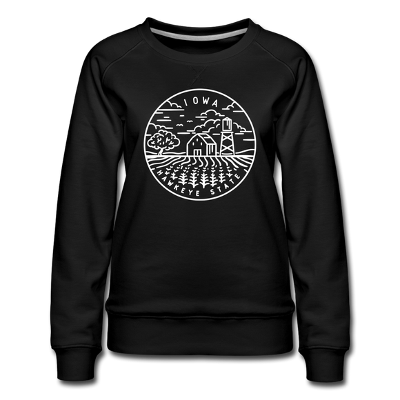 Iowa Women's Sweatshirt - Retro Mountain Women's Iowa Crewneck Sweatshirt - black
