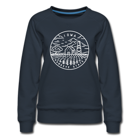 Iowa Women's Sweatshirt - Retro Mountain Women's Iowa Crewneck Sweatshirt - navy