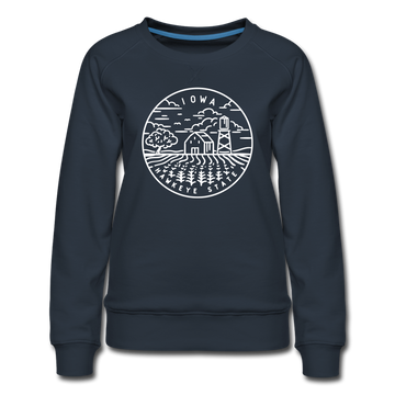 Iowa Women's Sweatshirt - Retro Mountain Women's Iowa Crewneck Sweatshirt - navy