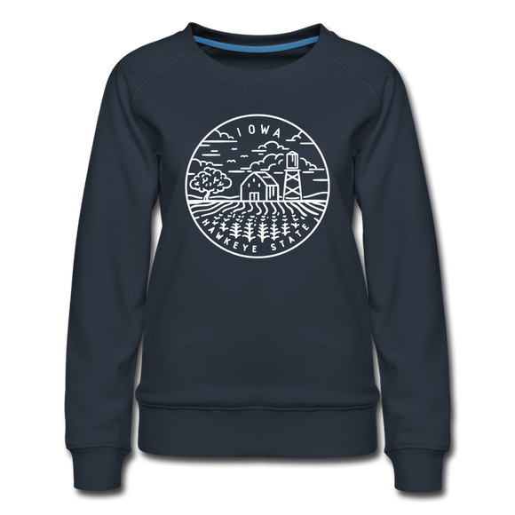Iowa Women's Sweatshirt - Retro Mountain Women's Iowa Crewneck Sweatshirt - navy