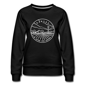 Kansas Women's Sweatshirt - Retro Mountain Women's Kansas Crewneck Sweatshirt - black