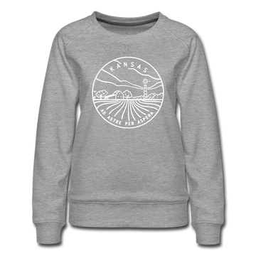 Kansas Women's Sweatshirt - Retro Mountain Women's Kansas Crewneck Sweatshirt - heather gray