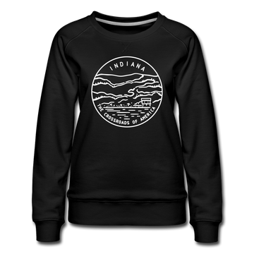 Indiana Women's Sweatshirt - Retro Mountain Women's Indiana Crewneck Sweatshirt - black