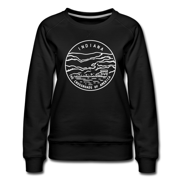 Indiana Women's Sweatshirt - Retro Mountain Women's Indiana Crewneck Sweatshirt - black