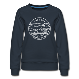 Indiana Women's Sweatshirt - Retro Mountain Women's Indiana Crewneck Sweatshirt - navy