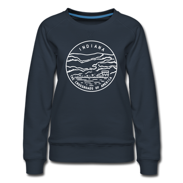 Indiana Women's Sweatshirt - Retro Mountain Women's Indiana Crewneck Sweatshirt - navy