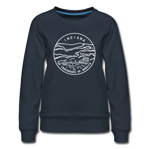Indiana Women's Sweatshirt - Retro Mountain Women's Indiana Crewneck Sweatshirt - navy