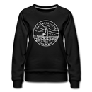 Massachusetts Women's Sweatshirt - Retro Mountain Women's Massachusetts Crewneck Sweatshirt - black