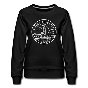 Massachusetts Women's Sweatshirt - Retro Mountain Women's Massachusetts Crewneck Sweatshirt - black