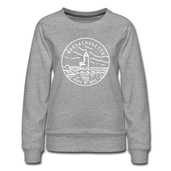 Massachusetts Women's Sweatshirt - Retro Mountain Women's Massachusetts Crewneck Sweatshirt - heather gray