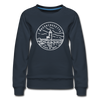Massachusetts Women's Sweatshirt - Retro Mountain Women's Massachusetts Crewneck Sweatshirt - navy