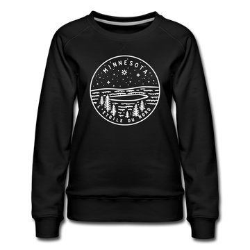 Minnesota Women's Sweatshirt - Retro Mountain Women's Minnesota Crewneck Sweatshirt - black