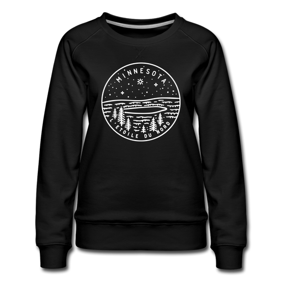 Minnesota Women's Sweatshirt - Retro Mountain Women's Minnesota Crewneck Sweatshirt - black