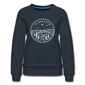 Minnesota Women's Sweatshirt - Retro Mountain Women's Minnesota Crewneck Sweatshirt - navy