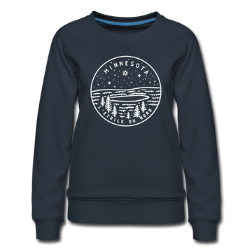 Minnesota Women's Sweatshirt - Retro Mountain Women's Minnesota Crewneck Sweatshirt - navy