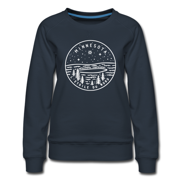 Minnesota Women's Sweatshirt - Retro Mountain Women's Minnesota Crewneck Sweatshirt - navy