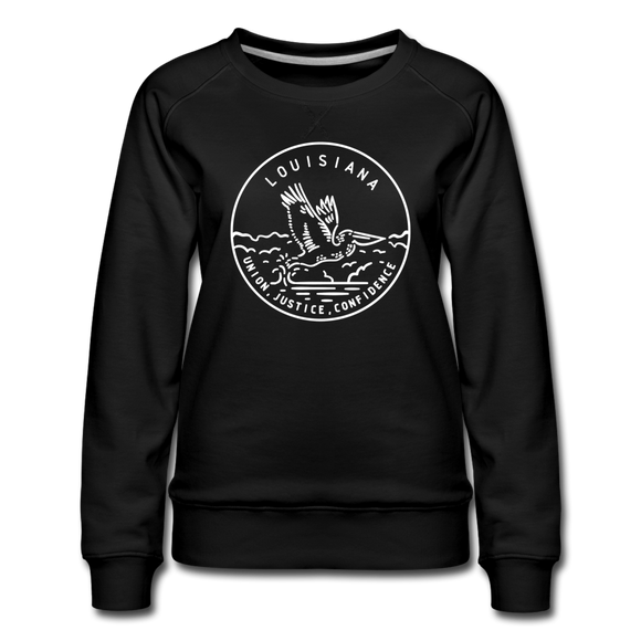 Louisiana Women's Sweatshirt - Retro Mountain Women's Louisiana Crewneck Sweatshirt - black