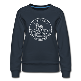 Louisiana Women's Sweatshirt - Retro Mountain Women's Louisiana Crewneck Sweatshirt - navy