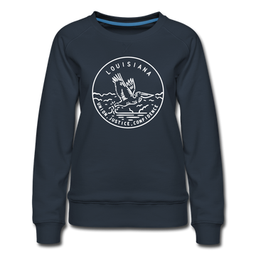 Louisiana Women's Sweatshirt - Retro Mountain Women's Louisiana Crewneck Sweatshirt - navy