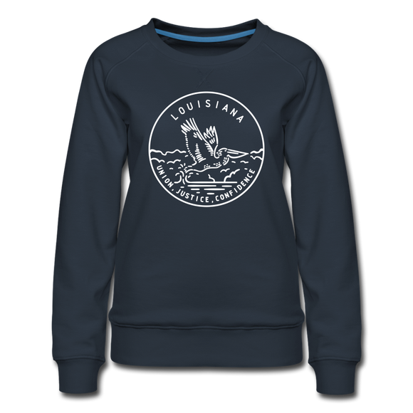 Louisiana Women's Sweatshirt - Retro Mountain Women's Louisiana Crewneck Sweatshirt - navy