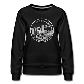 Michigan Women's Sweatshirt - Retro Mountain Women's Michigan Crewneck Sweatshirt - black