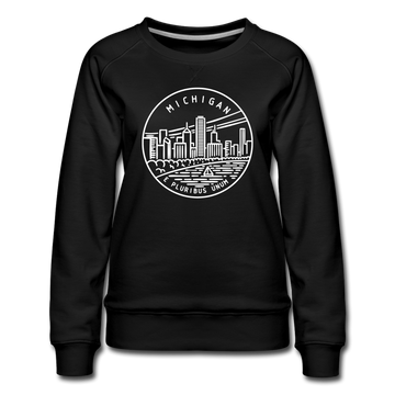 Michigan Women's Sweatshirt - Retro Mountain Women's Michigan Crewneck Sweatshirt - black