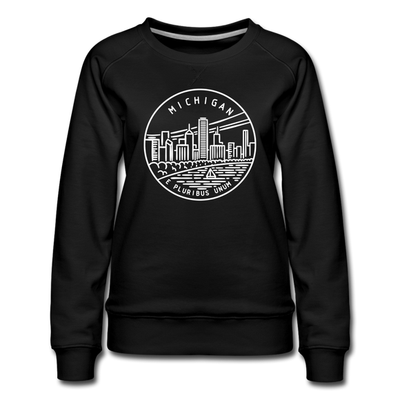 Michigan Women's Sweatshirt - Retro Mountain Women's Michigan Crewneck Sweatshirt - black