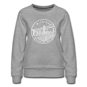 Michigan Women's Sweatshirt - Retro Mountain Women's Michigan Crewneck Sweatshirt - heather gray