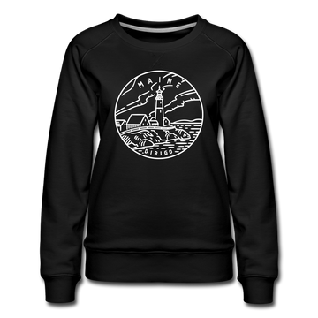 Maine Women's Sweatshirt - Retro Mountain Women's Maine Crewneck Sweatshirt - black