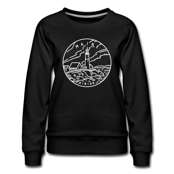 Maine Women's Sweatshirt - Retro Mountain Women's Maine Crewneck Sweatshirt - black