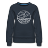 Maine Women's Sweatshirt - Retro Mountain Women's Maine Crewneck Sweatshirt - navy